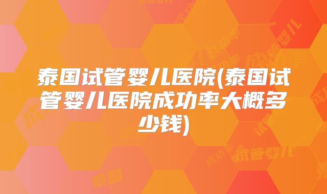 泰国试管婴儿医院(泰国试管婴儿医院成功率大概多少钱)