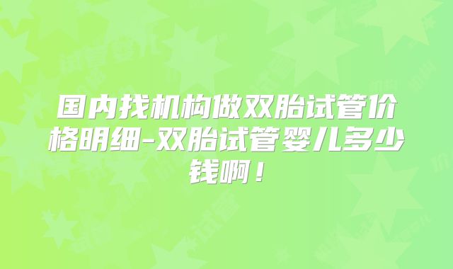 国内找机构做双胎试管价格明细-双胎试管婴儿多少钱啊!