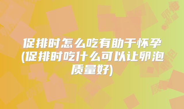 促排时怎么吃有助于怀孕(促排时吃什么可以让卵泡质量好)