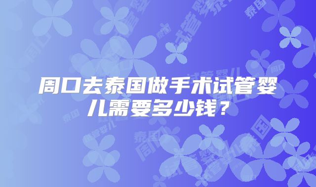 周口去泰国做手术试管婴儿需要多少钱？