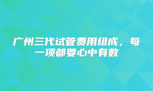 广州三代试管费用组成，每一项都要心中有数