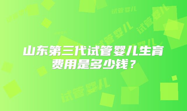 山东第三代试管婴儿生育费用是多少钱?