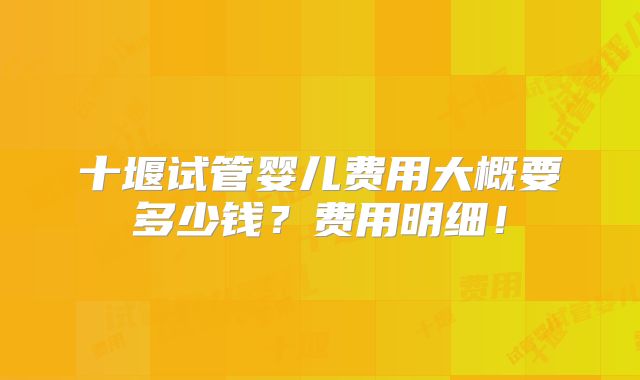 十堰试管婴儿费用大概要多少钱？费用明细！