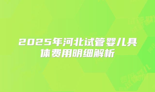 2025年河北试管婴儿具体费用明细解析