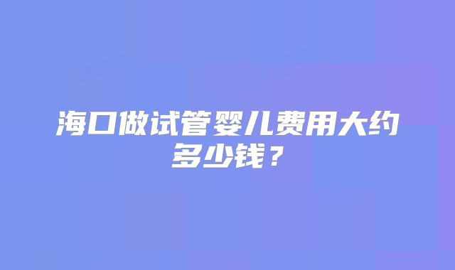 海口做试管婴儿费用大约多少钱？