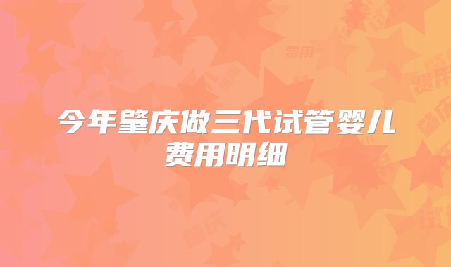 今年肇庆做三代试管婴儿费用明细