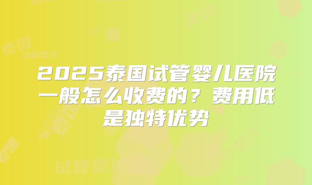 2025泰国试管婴儿医院一般怎么收费的？费用低是独特优势