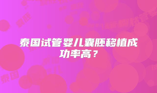 泰国试管婴儿囊胚移植成功率高？