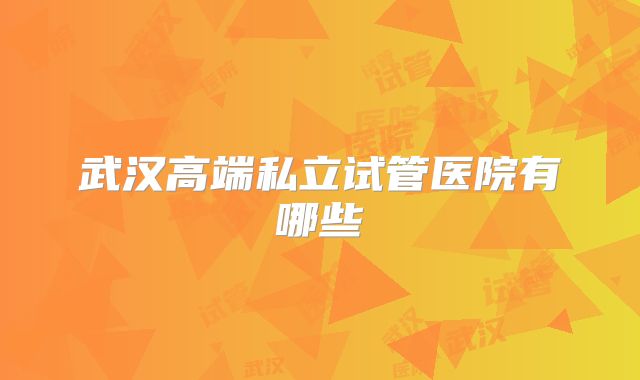 武汉高端私立试管医院有哪些