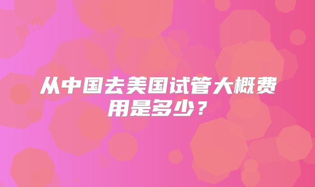 从中国去美国试管大概费用是多少？