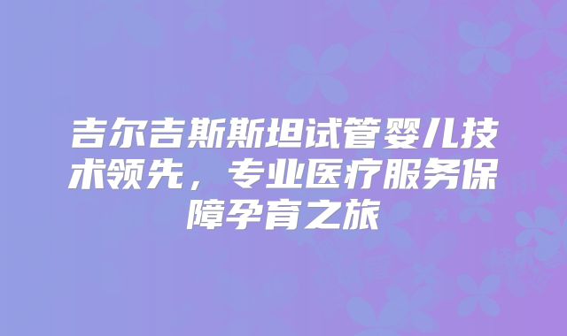 吉尔吉斯斯坦试管婴儿技术领先，专业医疗服务保障孕育之旅