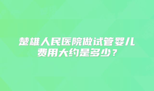 楚雄人民医院做试管婴儿费用大约是多少?