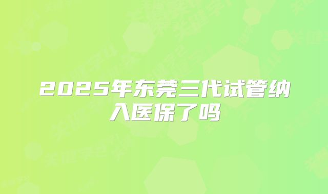 2025年东莞三代试管纳入医保了吗