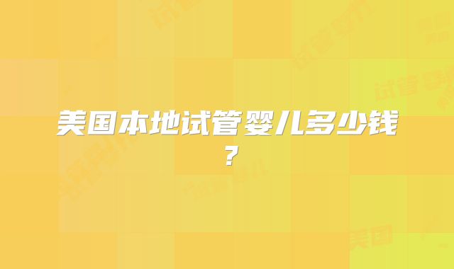 美国本地试管婴儿多少钱？