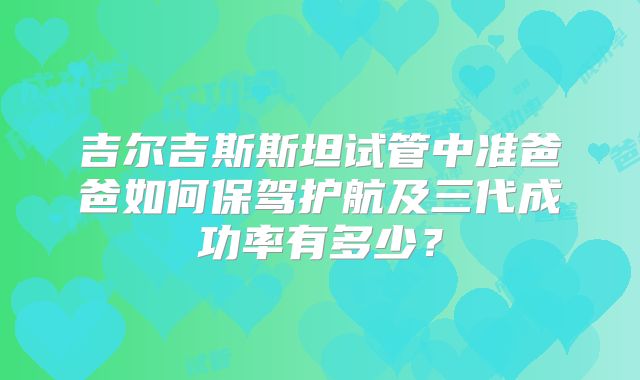 吉尔吉斯斯坦试管中准爸爸如何保驾护航及三代成功率有多少？