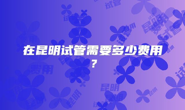 在昆明试管需要多少费用?