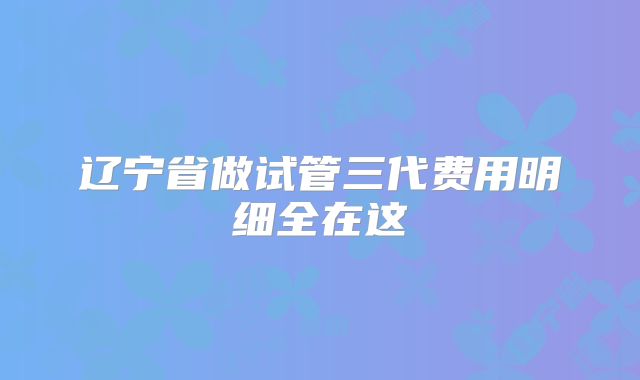 辽宁省做试管三代费用明细全在这