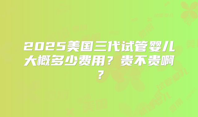 2025美国三代试管婴儿大概多少费用？贵不贵啊？