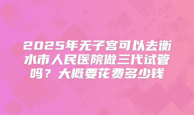 2025年无子宫可以去衡水市人民医院做三代试管吗？大概要花费多少钱