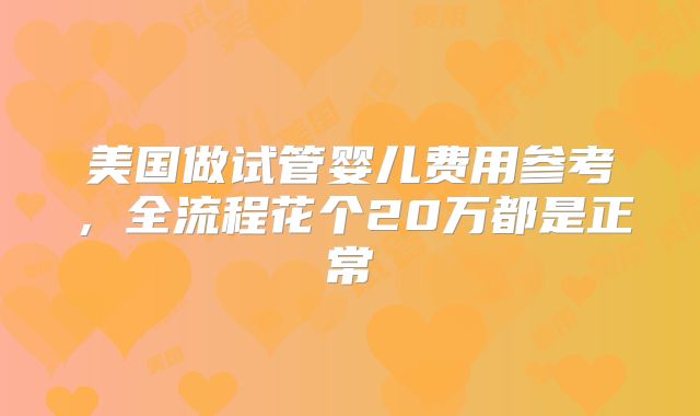 美国做试管婴儿费用参考,全流程花个20万都是正常