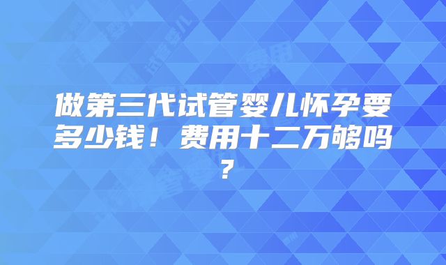 做第三代试管婴儿怀孕要多少钱！费用十二万够吗？