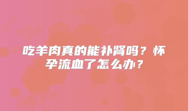 吃羊肉真的能补肾吗？怀孕流血了怎么办？