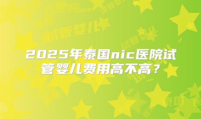 2025年泰国nic医院试管婴儿费用高不高?
