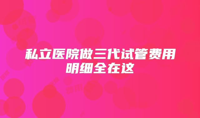 私立医院做三代试管费用明细全在这