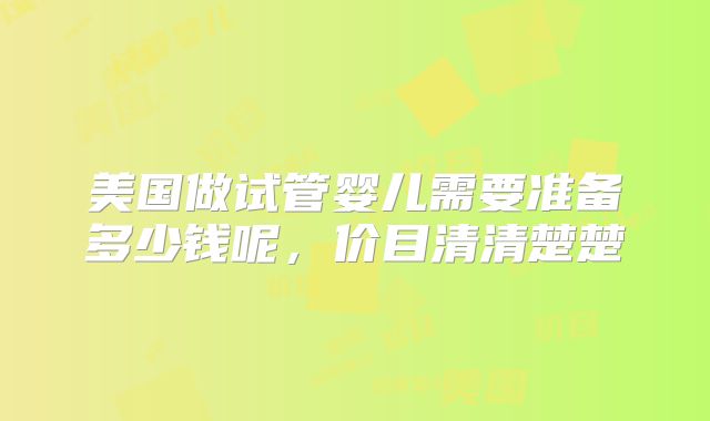 美国做试管婴儿需要准备多少钱呢，价目清清楚楚