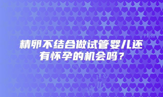 精卵不结合做试管婴儿还有怀孕的机会吗？