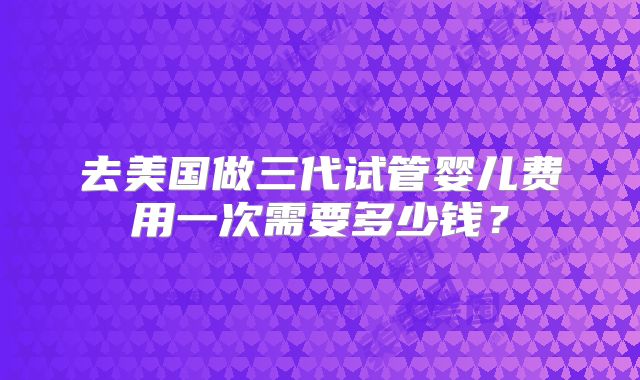 去美国做三代试管婴儿费用一次需要多少钱？