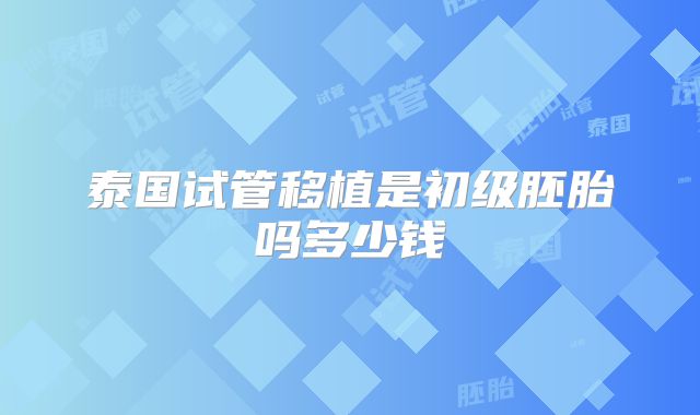 泰国试管移植是初级胚胎吗多少钱