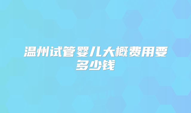 温州试管婴儿大概费用要多少钱