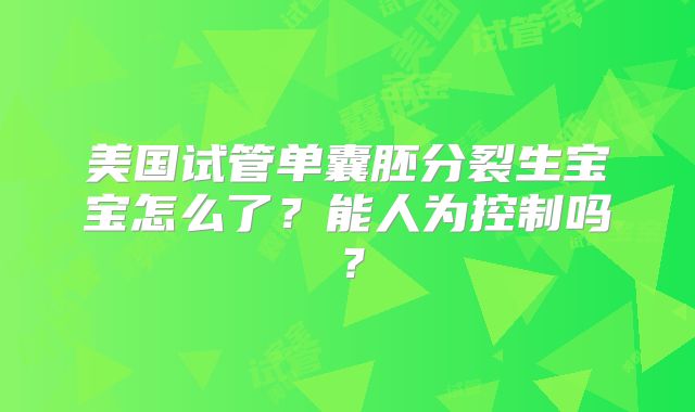 美国试管单囊胚分裂生宝宝怎么了？能人为控制吗？