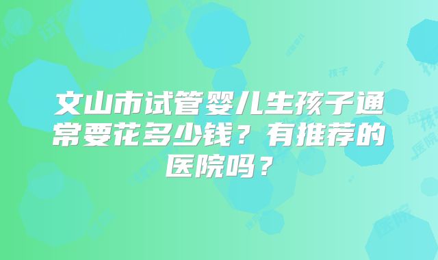 文山市试管婴儿生孩子通常要花多少钱？有推荐的医院吗？
