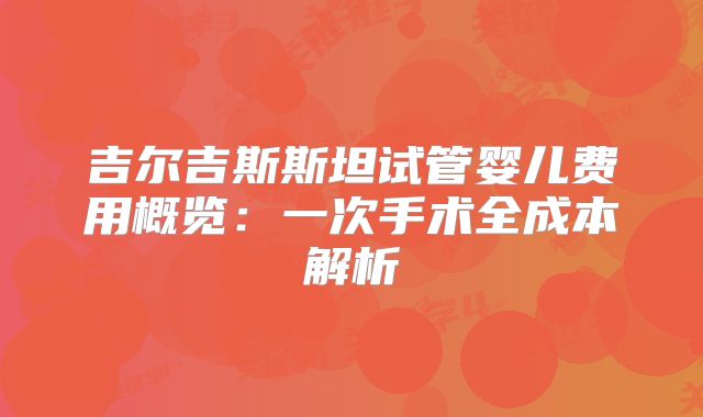 吉尔吉斯斯坦试管婴儿费用概览：一次手术全成本解析
