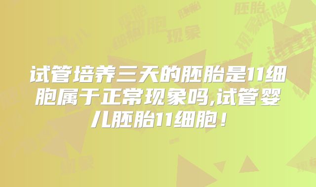 试管培养三天的胚胎是11细胞属于正常现象吗,试管婴儿胚胎11细胞!