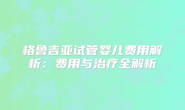 格鲁吉亚试管婴儿费用解析：费用与治疗全解析