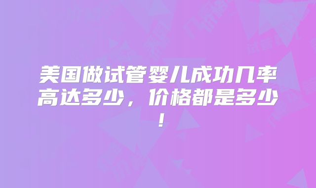 美国做试管婴儿成功几率高达多少，价格都是多少！