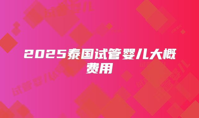 2025泰国试管婴儿大概费用