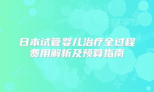 日本试管婴儿治疗全过程费用解析及预算指南