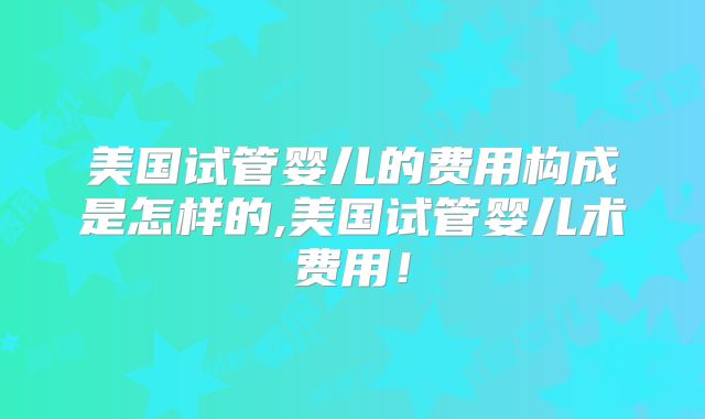 美国试管婴儿的费用构成是怎样的,美国试管婴儿术费用！