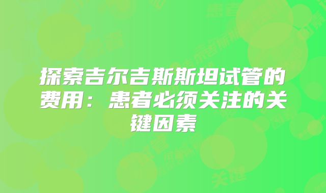 探索吉尔吉斯斯坦试管的费用：患者必须关注的关键因素