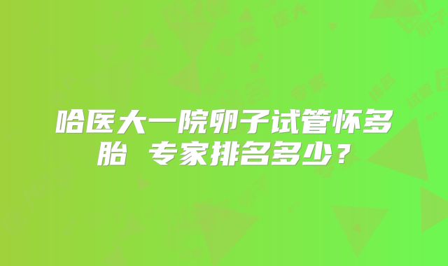 哈医大一院卵子试管怀多胎 专家排名多少？