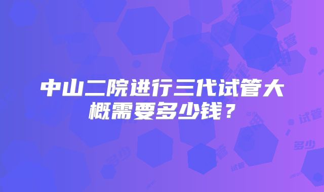 中山二院进行三代试管大概需要多少钱?