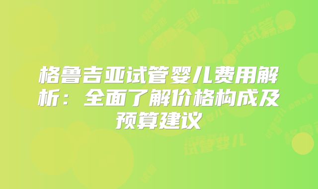 格鲁吉亚试管婴儿费用解析:全面了解价格构成及预算建议