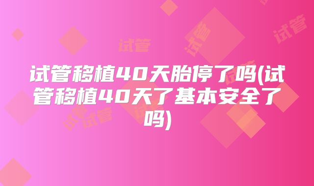 试管移植40天胎停了吗(试管移植40天了基本安全了吗)
