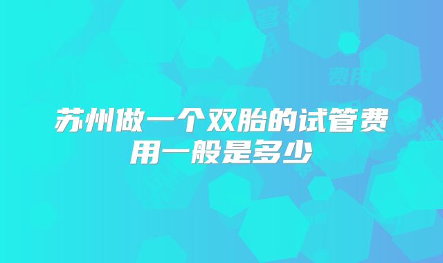 苏州做一个双胎的试管费用一般是多少