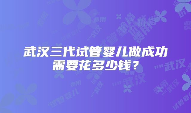 武汉三代试管婴儿做成功需要花多少钱？