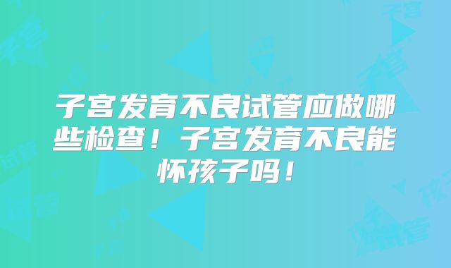 子宫发育不良试管应做哪些检查！子宫发育不良能怀孩子吗！